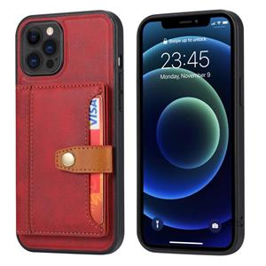 huismerk Calfskin Color Matching Shockproof TPU + PU Case met Houder & Card Slot voor iPhone 13 Pro