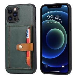 huismerk Calfskin Color Matching Shockproof TPU + PU Case met Houder & Card Slot voor iPhone 13 Pro