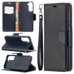 huismerk Voor Samsung Galaxy S30 Litchi Texture Pure Color Horizontale Flip Lederen case met Holder & Card Slots & Wallet & Lanyard(Zwart)