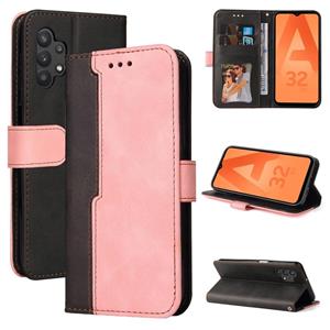 huismerk Voor Samsung Galaxy A32 5G Business Stitching-Color Horizontal Flip PU Lederen Case met Houder & Card Slots & Fotolijst (Pink)