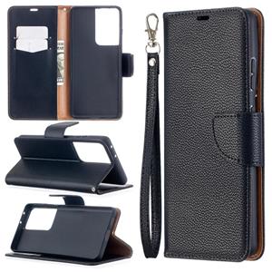 huismerk Voor Samsung Galaxy S30 Ultra Litchi Texture Pure Color Horizontale Flip Lederen case met Holder & Card Slots & Wallet & Lanyard(Zwart)