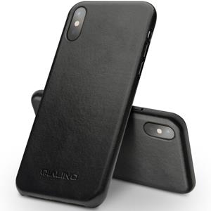 Voor iPhone X / XS QIALINO Schokbestendige Kangoeroeveller beschermhoes(Zwart)