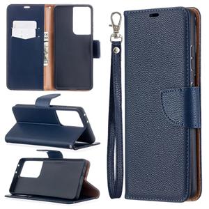 huismerk Voor Samsung Galaxy S30 Ultra Litchi Texture Pure Color Horizontale Flip Lederen case met Holder & Card Slots & Wallet & Lanyard(Donkerblauw)