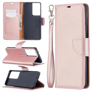 huismerk Voor Samsung Galaxy S30 Ultra Litchi Texture Pure Color Horizontale Flip Lederen case met Holder & Card Slots & Wallet & Lanyard(Rose Gold)