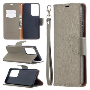 huismerk Voor Samsung Galaxy S30 Ultra Litchi Texture Pure Color Horizontale Flip Lederen case met Holder & Card Slots & Wallet & Lanyard(Grijs)