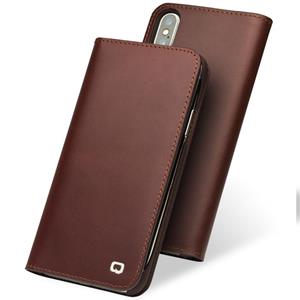 Voor iPhone XS / X QIALINO Crazy Horse Business Horizontale Flip Lederen Case met Holder & Card Slots Style:Without Buckle(Brown)