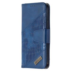 huismerk Voor iPhone 12 Matching Color Crocodile Texture Horizontale Flip PU Lederen case met Wallet & Holder & Card Slots(Blauw)