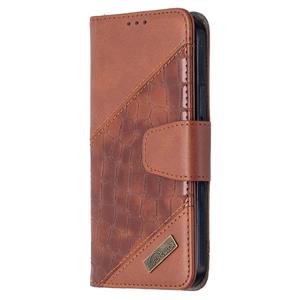 huismerk Voor iPhone 12 Matching Color Crocodile Texture Horizontale Flip PU Lederen case met Wallet & Holder & Card Slots(Bruin)