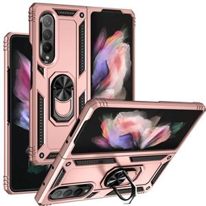 huismerk Voor Samsung Galaxy Z Fold3 5G schokbestendige TPU + PC-telefoonhoes met roterende houder (ROSE GOUD)