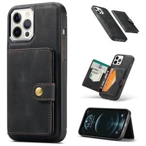 huismerk JEEHOOD Retro Magnetic Afneembare lederen hoes met Wallet & Card Slot & Houder Voor iPhone 12 mini(Zwart)