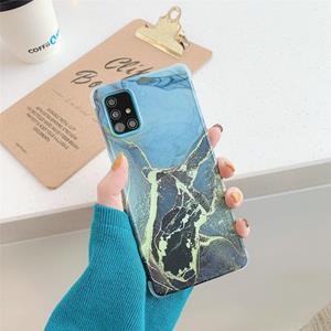 huismerk Vier hoeken anti-shattering flow goud marmeren IMD telefoon achterkant cover hoesje voor Samsung Galaxy S20 (zwart LD1)