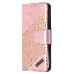 huismerk Voor iPhone 12 Matching Color Crocodile Texture Horizontale Flip PU Lederen case met Wallet & Holder & Card Slots (Rose Gold)