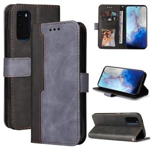 huismerk Voor Samsung Galaxy S20 Zakelijke Stitching-Color Horizontale Flip PU Lederen Case met Houder & Card Slots & Fotolijst (Gray)