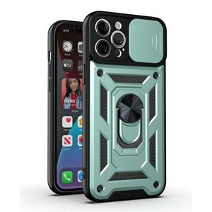 huismerk Sliding Camera Cover Design TPU + PC beschermhoes voor iPhone 12 mini (donkergroen)