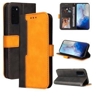 huismerk Voor Samsung Galaxy S20 Zakelijke Stitching-Color Horizontale Flip PU Lederen Case met Houder & Card Slots & Fotolijst (Oranje)