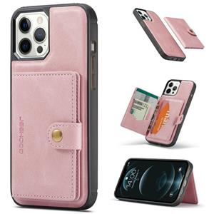 huismerk JEEHOOD Retro Magnetic Afneembare lederen hoes met Wallet & Card Slot & Houder Voor iPhone 12 mini(Pink)