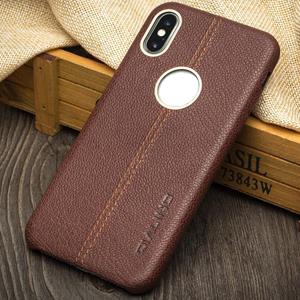 Voor iPhone X / XS QIALINO Deerskin Texture Cowhide Leather Beschermhoes(Bruin)