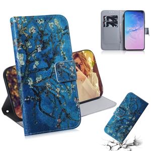 huismerk Abrikoos bloem patroon gekleurde tekening horizontale Flip lederen case voor Galaxy S10 met houder & card slots & portemonnee