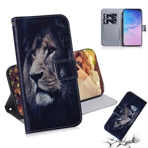 huismerk Leeuw patroon gekleurde tekening horizontale Flip lederen case voor de Galaxy S10 met houder & card slots & portemonnee