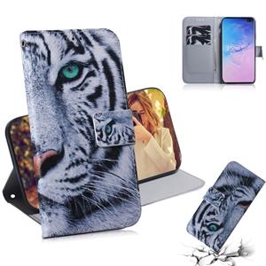 huismerk Tiger patroon gekleurde tekening horizontale Flip lederen case voor Galaxy S10 Plus met houder & card slots & portemonnee