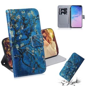 huismerk Abrikoos bloem patroon gekleurde tekening horizontale Flip lederen case voor Galaxy S10 Plus met houder & card slots & portemonnee