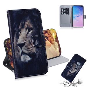 huismerk Leeuw patroon gekleurde tekening horizontale Flip lederen case voor Galaxy S10 Plus met houder & card slots & portemonnee