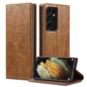 huismerk Voor Samsung Galaxy S21 Ultra 5G vintage schors textuur portemonnee lederen telefoonhoesje