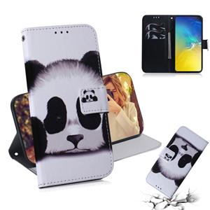 huismerk Panda patroon gekleurde tekening horizontale Flip lederen case voor Galaxy S10 E met houder & card slots & portemonnee