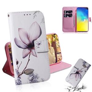 huismerk Magnolia bloem patroon gekleurde tekening horizontale Flip lederen case voor Galaxy S10 E met houder & card slots & portemonnee