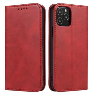 huismerk Kalf textuur magnetische horizontale flip lederen geval met houder en kaart slots & portemonnee voor iPhone 13 mini (rood)