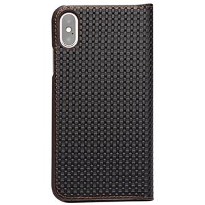 Voor iPhone XS / X QIALINO Grid Texture Horizontale Flip Lederen case met Smart View Window & Sleep / Wake-up Function(Bruin)