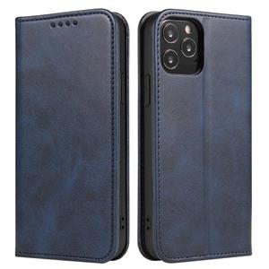 huismerk Kalfstructuur Magnetische horizontale flip lederen tas met houder & kaart slots & portefeuille voor iphone 13 mini