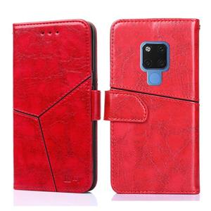 huismerk Voor Huawei Mate 20 geometrische stiksels horizontale flip TPU + PU lederen hoesje met houder & kaart slots & portemonnee (rood)