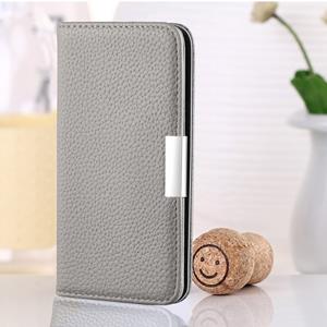 huismerk Voor iPhone 6 Litchi Texture Horizontal Flip Leather Case met Holder & Card Slots(Grijs)