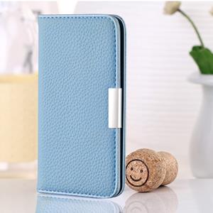 huismerk Voor iPhone 6 Litchi Texture Horizontal Flip Leather Case met Holder & Card Slots(Blauw)