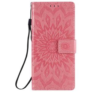 huismerk Voor Samsung Galaxy Note20 5G Sun Embossing Pattern Horizontale Flip Lederen Case met Card Slot & Holder & Wallet & Lanyard(Pink)