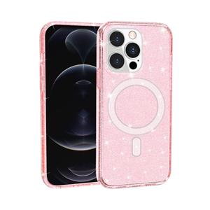 huismerk Terminator Style Glitter Powder Magsafe Magnetic Phone Case voor iPhone 13 Pro (Pink)