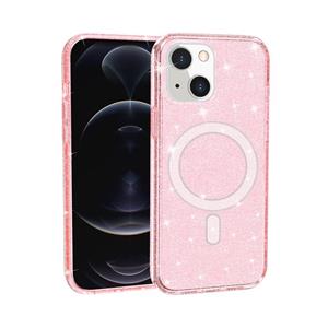 huismerk Terminator Style Glitter Powder Magsafe Magnetische Telefoon Case voor iPhone 13 (Pink)