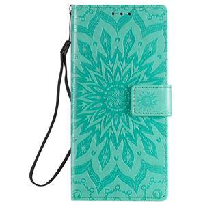 huismerk Voor Samsung Galaxy Note20 Ultra 5G Sun Embossing Pattern Horizontale Flip Lederen Case met Kaartslot & Holder & Wallet & Lanyard(Groen)