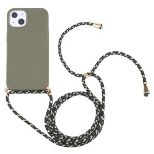 huismerk Tarwe Straw Materiaal + TPU Shockproof Case met halslijn voor iPhone 13 Mini