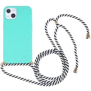 huismerk Tarwe stromateriaal + TPU-schokbestendig geval met neklanyard voor iPhone 13 mini