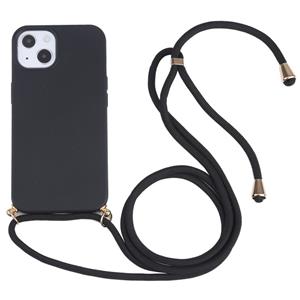 huismerk Tarwe stromateriaal + TPU-schokbestendig geval met neklanyard voor iPhone 13 mini