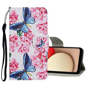 huismerk Voor Samsung Galaxy S22+ 5g gekleurd tekenpatroon Flip Leather Case (Dragonfly Flower)