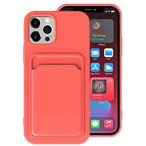 huismerk TPU + Flanel voering schokbestendig geval met kaartslots voor iPhone 13 mini (roze oranje)