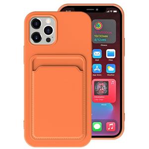 huismerk TPU + Flanel Voering Schokdichte Case met kaartslots voor iPhone 13 (Oranje)