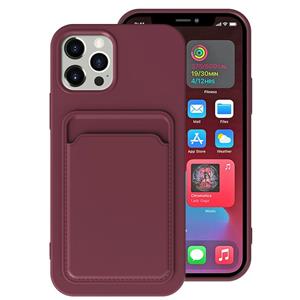 huismerk TPU + Flanel voering Shockproof Case met kaartslots voor iPhone 13 (Dark Purple)