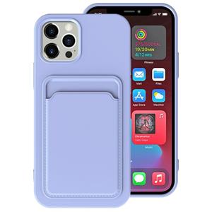 huismerk TPU + Flanel voering Shockproof Case met kaartslots voor iPhone 13 (licht paars)