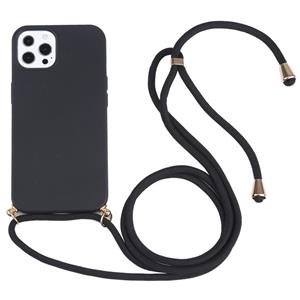 huismerk Tarwe stromateriaal + TPU-schokbestendig geval met neklanyard voor iPhone 13 Pro