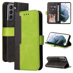 huismerk Voor Samsung Galaxy S21 + 5G Zakelijke Stitching-Color Horizontale Flip PU Lederen Case met Houder & Card Slots & Fotolijst