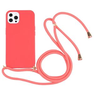 huismerk Tarwe Straw Materiaal + TPU Shockproof Case met neklanyard voor iPhone 13 Pro Max